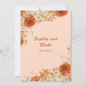 カントリーエレガントオレンジバラオレンジクリームズ結婚ス 招待状 (裏面)