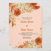 カントリーエレガントオレンジバラオレンジクリームズ結婚ス 招待状 (正面/裏面)