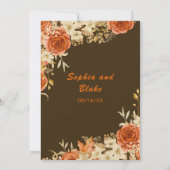 カントリーエレガントオレンジバラブラウン結婚ズ 招待状 (裏面)