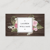 カントリーエレガントフランスのピンクローゼオンウッドグレイン 名刺 (正面)