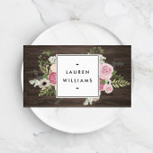 カントリーエレガントフランスのピンクローゼオンウッドグレイン 名刺