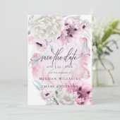 カントリーエレガントフローラ水色ピンクポピー 招待状 (スタンド正面)