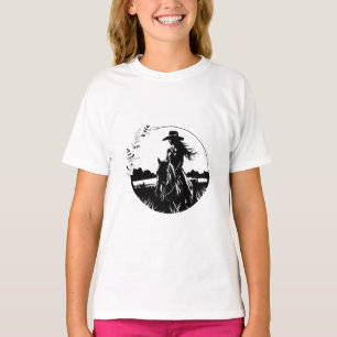 カントリーエレガントホース女性のカーボーイウェスタン馬術 Tシャツ