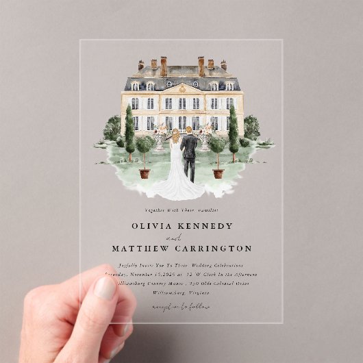 カントリーエレガントマナー |ヴィラ結婚式招待状 アクリル招待状 (インサイチュ (ポータブル))