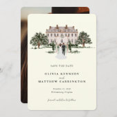 カントリーエレガントマナー | Ranch Photo日付の保存 招待状 (正面/裏面)