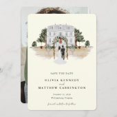 カントリーエレガントマナー| Ranch Photo日付の保存 招待状 (正面/裏面)