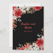 カントリーエレガントレッドローズブラック結婚ズ 招待状 (裏面)