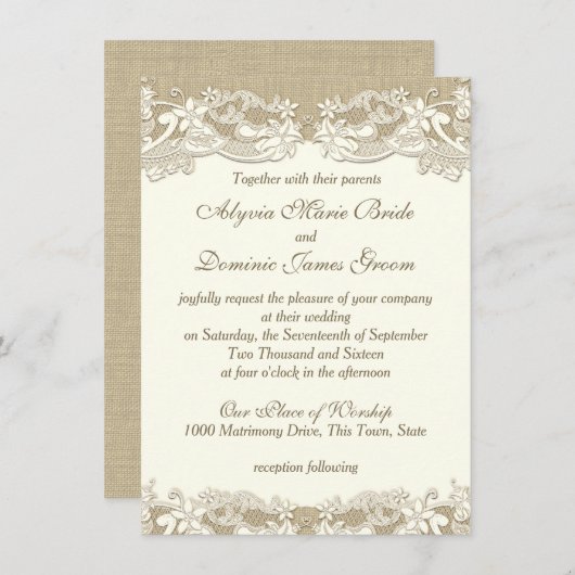 カントリーエレガントヴィンテージ結婚式 招待状 (正面/裏面)