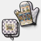 カントリーオフランスのーヴェンミットとポットホルダー 鍋つかみ&鍋敷きセット (正面/裏面)