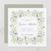 カントリーオリーブとローズマリー・結婚グリーンリーズ 招待状 (正面/裏面)