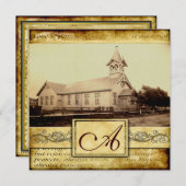 カントリーオールドチャーチヴィンテージウェディング招待状 招待状 (正面/裏面)