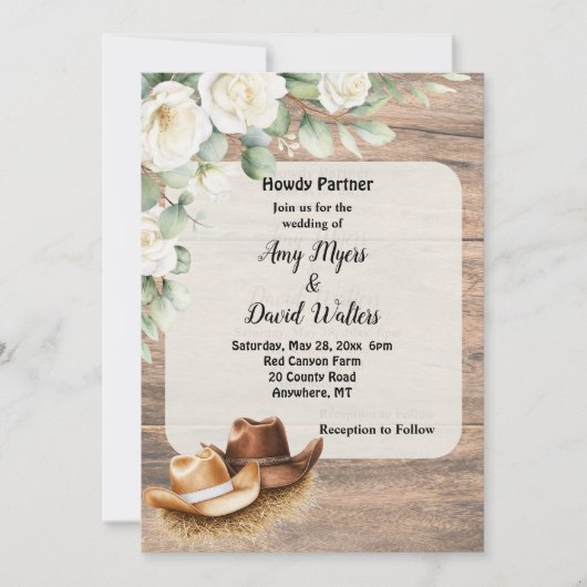 カントリーカウボーイウェスタン結婚式招待状 招待状 (正面)