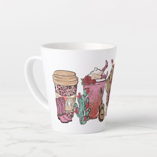 カントリーカウボーイコーヒーカップ | 西洋をテーマにした カフェラテマグ (左アングル)