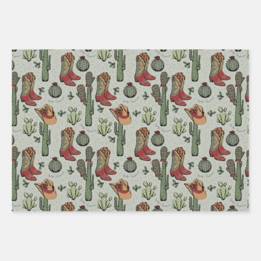 カントリーカウボーイハウディクリスマス ラッピングペーパーシート (正面)