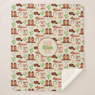 カントリーカウボーイブーツスティックホースデザートウェスタン シェルパブランケット