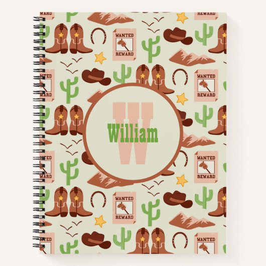 カントリーカウボーイブーツスティックホースデザートウェスタン ノートブック (正面)