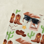 カントリーカウボーイブーツスティックホースデザートウェスタン ビーチタオル (インサイチュ)