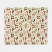 カントリーカウボーイブーツスティックホースデザートウェスタン フリースブランケット (正面(横))