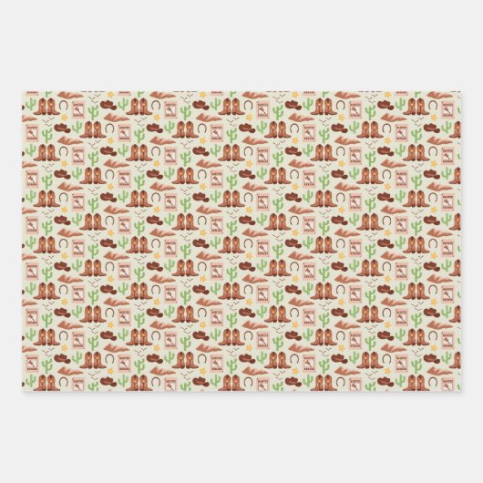 カントリーカウボーイブーツスティックホースデザートウェスタン ラッピングペーパーシート (正面3)