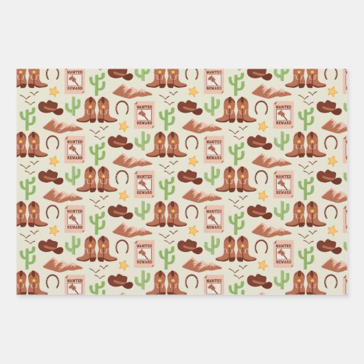 カントリーカウボーイブーツスティックホースデザートウェスタン ラッピングペーパーシート (正面)