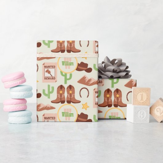 カントリーカウボーイブーツスティックホースデザートウェスタン ラッピングペーパー (ベビーシャワー)