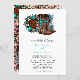 カントリーカウボーイブーツバ結婚ンズ 招待状