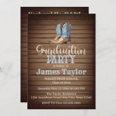 カントリーカウボーイブーツ卒業パーティー 招待状 (正面/裏面)