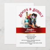 カントリーカウボーイブーツ ワイルドフラワー サマー バブル 招待状 (正面/裏面)