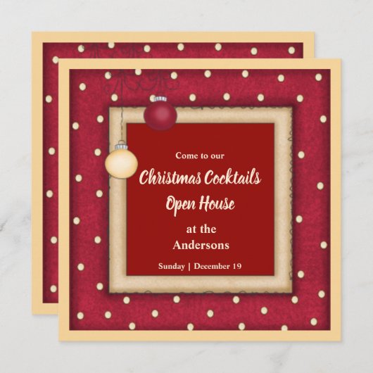 カントリーカジュアルクリスマスパーティの招待状 招待状 (正面/裏面)