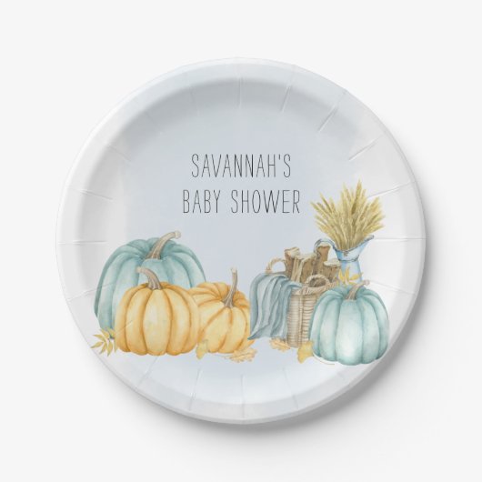 カントリーカボチャパーソナライズされた秋パーティー ペーパープレート (正面)