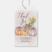カントリーカボチャ赤面ピンクウォーター色ありがとう ギフトタグ (正面)