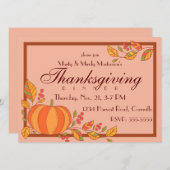 カントリーカボンプキンサンクスギビングディナーパーティー 招待状 (正面/裏面)