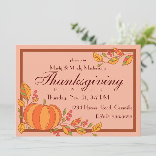 カントリーカボンプキンサンクスギビングディナーパーティー 招待状 (スタンド正面)