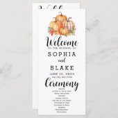 カントリーカボンプキンズプレイド秋ホワイト結婚式 プログラム (正面/裏面)