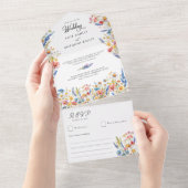 カントリーカラフルワイルドフラワー結婚フローラ オールインワン招待状 (貼ってはがせる)