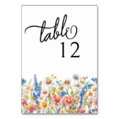 カントリーカラフルワイルドフラワー結婚フローラ テーブルナンバー (正面)