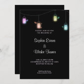 カントリーカラーぶら下がったのメイソンジャースブラック結婚ズ 招待状 (正面/裏面)