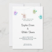 カントリーカラーぶら下がったのメイソンジャースホワイト結婚ズ 招待状 (正面)