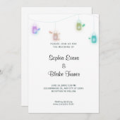 カントリーカラーぶら下がったのメイソンジャースホワイト結婚ズ 招待状 (正面/裏面)