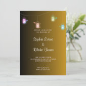 カントリーカラーぶら下がったメイスンジャースの金ゴールド結婚ズ 招待状 (スタンド正面)