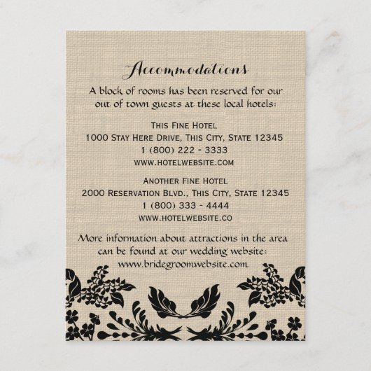 カントリーガーデンとBurlap情報カード エンクロージャーカード (正面)