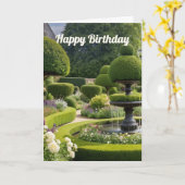 カントリーガーデンエレガントトピアリーファウンテン誕生日 カード (黄色い花)