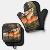 カントリーガーデンカボチャとスカッシュパーソナライズされた 鍋つかみ&鍋敷きセット (正面/裏面)