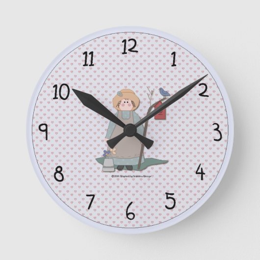 カントリーガーデンガールウォールクロック ラウンド壁時計 (正面)