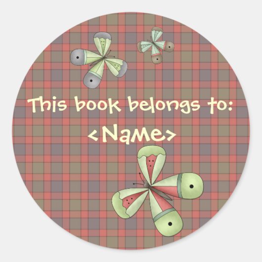 カントリーガーデンバタフライブックシール ラウンドシール (正面)