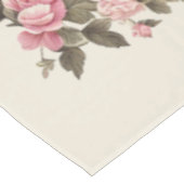 カントリーガーデンピンクのバラのクリームの背景 テーブルクロス (アングル)