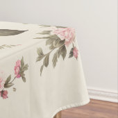 カントリーガーデンピンクのバラのクリームの背景 テーブルクロス (インサイチュ)