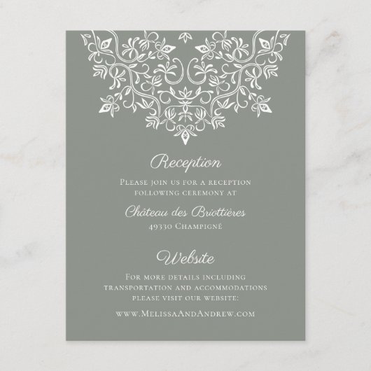 カントリーガーデンフランスのレース招待状 エンクロージャーカード (正面)