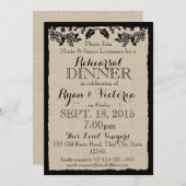 カントリーガーデンブラックバーラップリハーサルディナー 招待状 (正面/裏面)