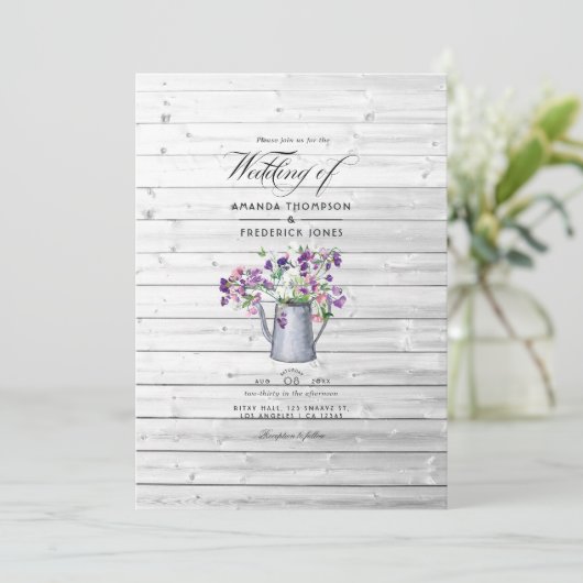 カントリーガーデン素朴スイートピーフローラの結婚Inv 招待状 (スタンド正面)